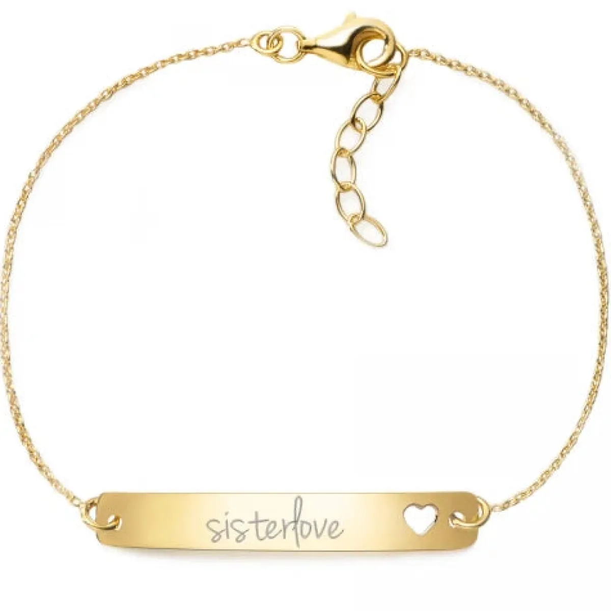 Schmuckladen Armband mit Gravur "sisterlove" - 925 Sterlingsilber | Rückseite indiv^ Schmuck|Armbänder Mit Gravur