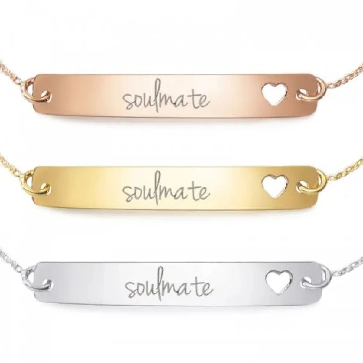 Schmuckladen Armband mit Gravur "soulmate" - 925 Sterlingsilber | Rückseite individ^ Armbänder Mit Gravur|Armbänder Mit Gravur