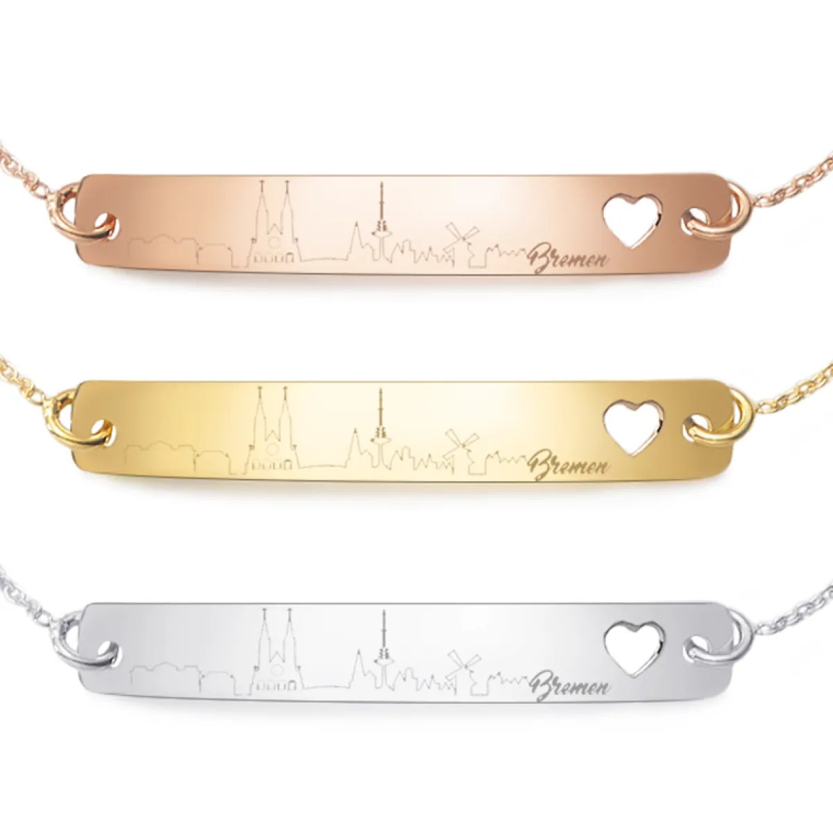 Schmuckladen Armband mit Silhouette "Deiner Stadt" | 925 Sterlingsilber^ Armbänder Mit Gravur|Armbänder Mit Gravur