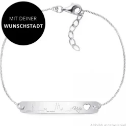Schmuckladen Armband mit Silhouette "Wunschstadt" | 925 Sterlingsilber^ Armbänder Mit Gravur|Armbänder Mit Gravur
