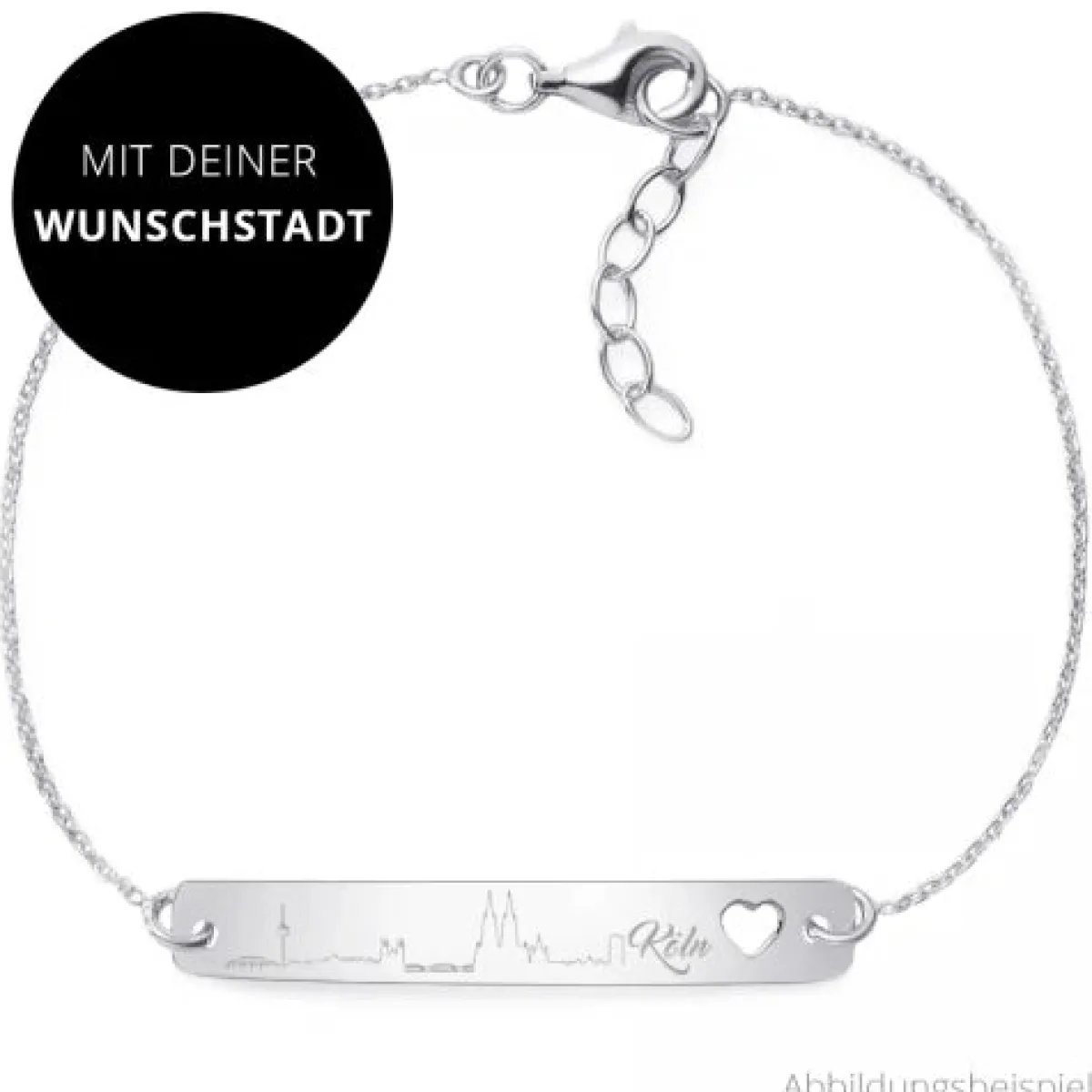 Schmuckladen Armband mit Silhouette "Wunschstadt" | 925 Sterlingsilber^ Armbänder Mit Gravur|Armbänder Mit Gravur