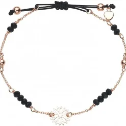 Schmuckladen Armband "Black Flower" - 925 Sterlingsilber^ Stoffarmbänder|Schmuck