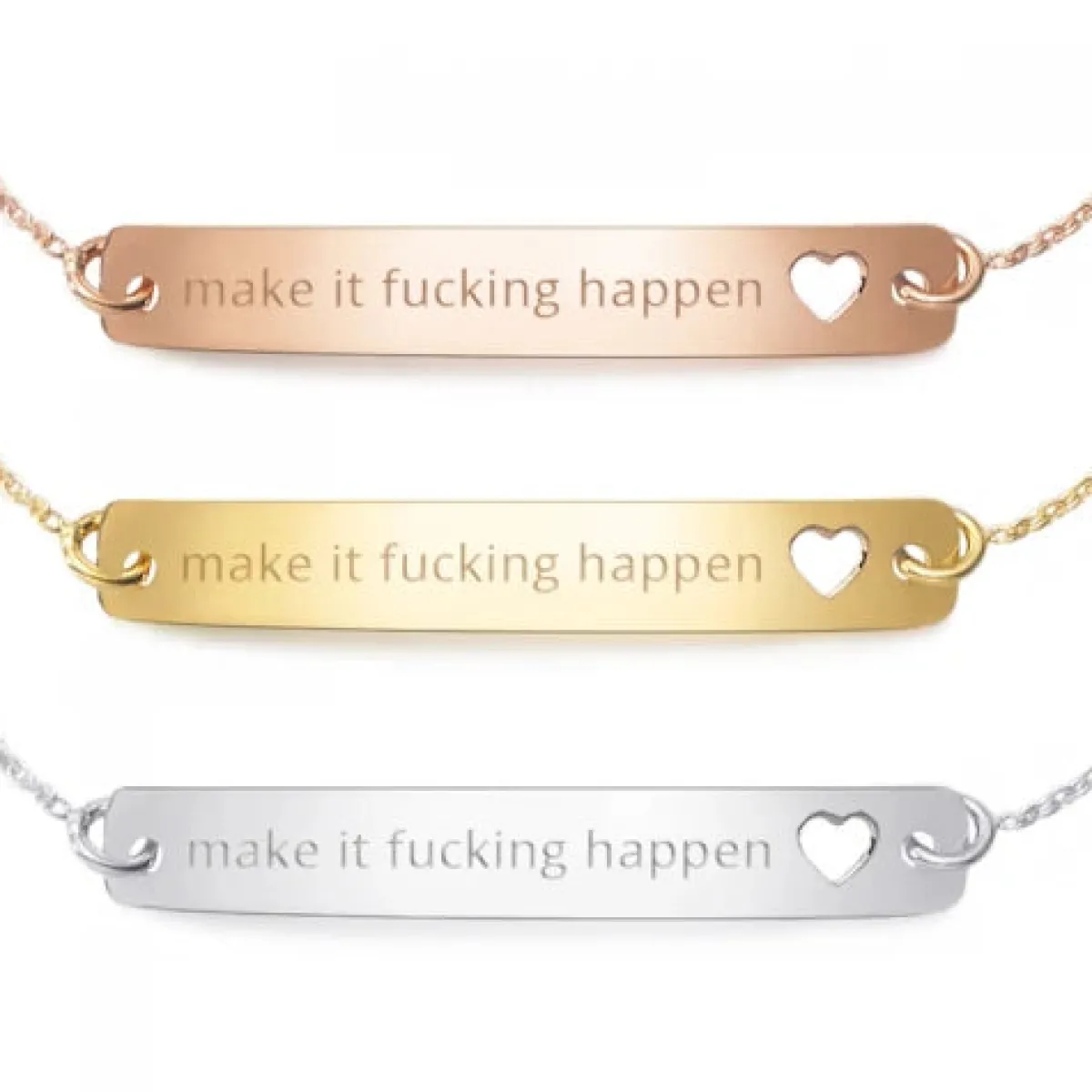 Schmuckladen Armband "make it fucking happen"^ Armbänder Mit Gravur|Armbänder Mit Gravur
