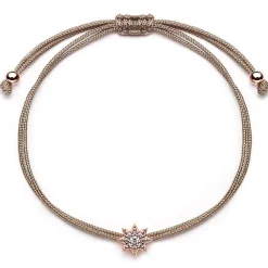 Schmuckladen Armband Stern 925 Sterlingsilber Rosegold vergoldet Braun^ Stoffarmbänder|Schmuck