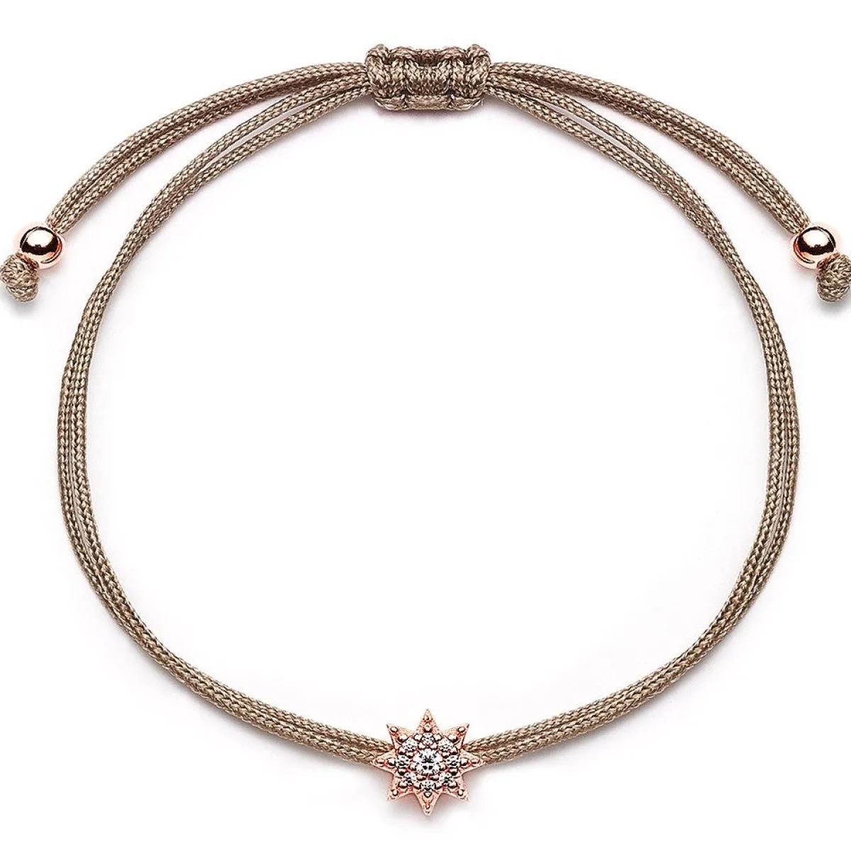 Schmuckladen Armband Stern 925 Sterlingsilber Rosegold vergoldet Braun^ Stoffarmbänder|Schmuck