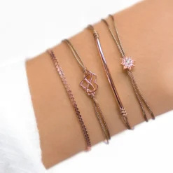 Schmuckladen Armband Stern 925 Sterlingsilber Rosegold vergoldet Braun^ Stoffarmbänder|Schmuck