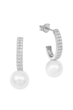 Schmuckladen Creole mit Zirkonia und Perle^ Weihnachten|Schmuck