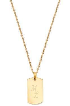 Schmuckladen Dog-Tag Halskette Square mit Initialen^ Edelstahl Halsketten|Ketten Mit Gravur