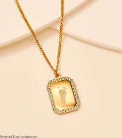 Schmuckladen Dog-Tag Kette Square mit Zirkonia^ Weihnachten|Schmuck