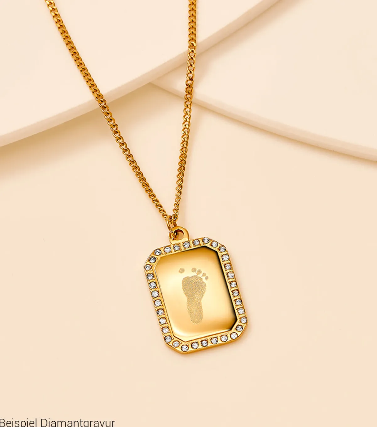 Schmuckladen Dog-Tag Kette Square mit Zirkonia^ Weihnachten|Schmuck