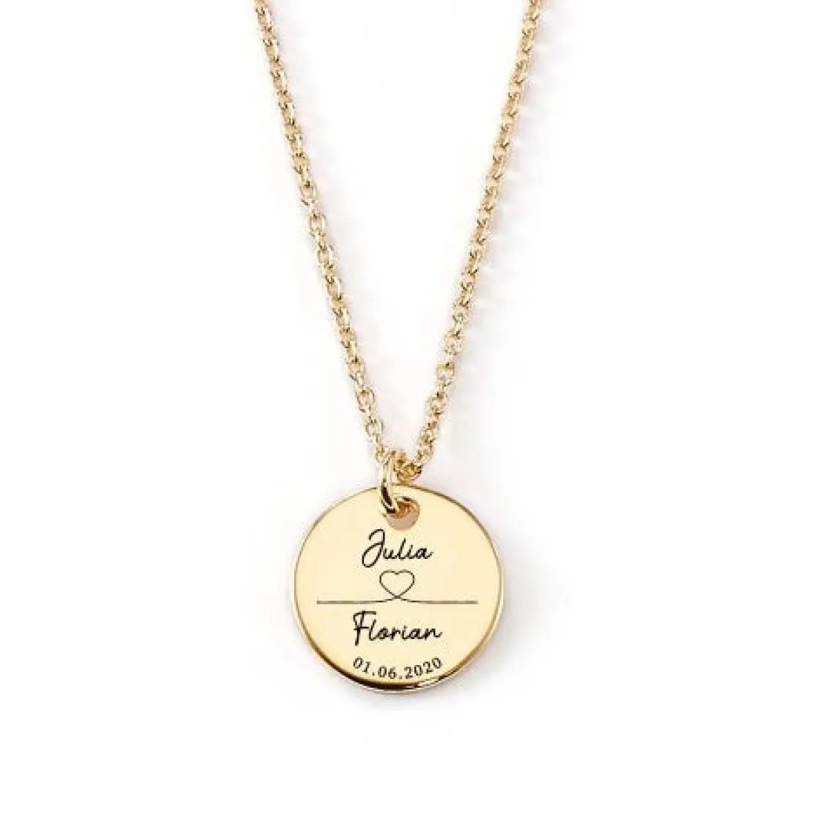Schmuckladen Gravierbare Halskette Herzlinie mit rundem Anhänger^ Weihnachten|Schmuck