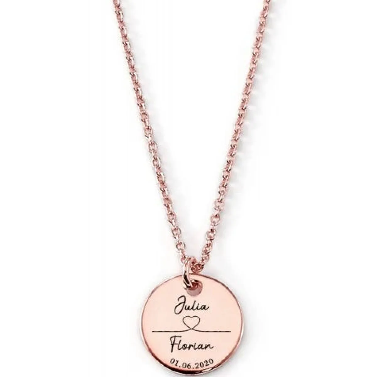 Schmuckladen Gravierbare Halskette Herzlinie mit rundem Anhänger^ Weihnachten|Schmuck