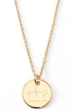 Schmuckladen Gravierbare Halskette "Faith. Hope. Love" mit rundem Anhänger^ Spruchketten|Ketten Mit Gravur