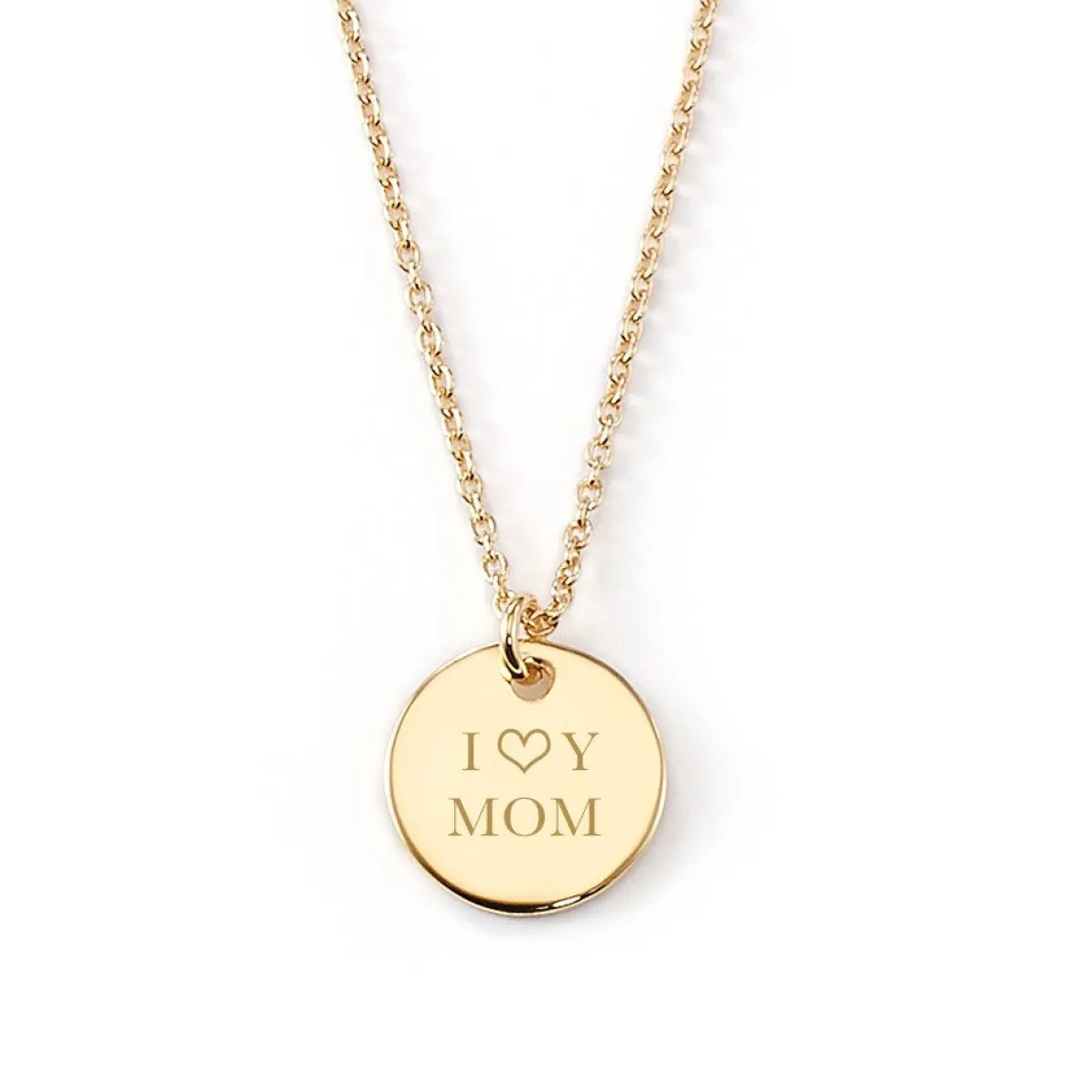 Schmuckladen Gravierbare Halskette "ILY MOM" mit rundem Anhänger^ Spruchketten|Ketten Mit Gravur