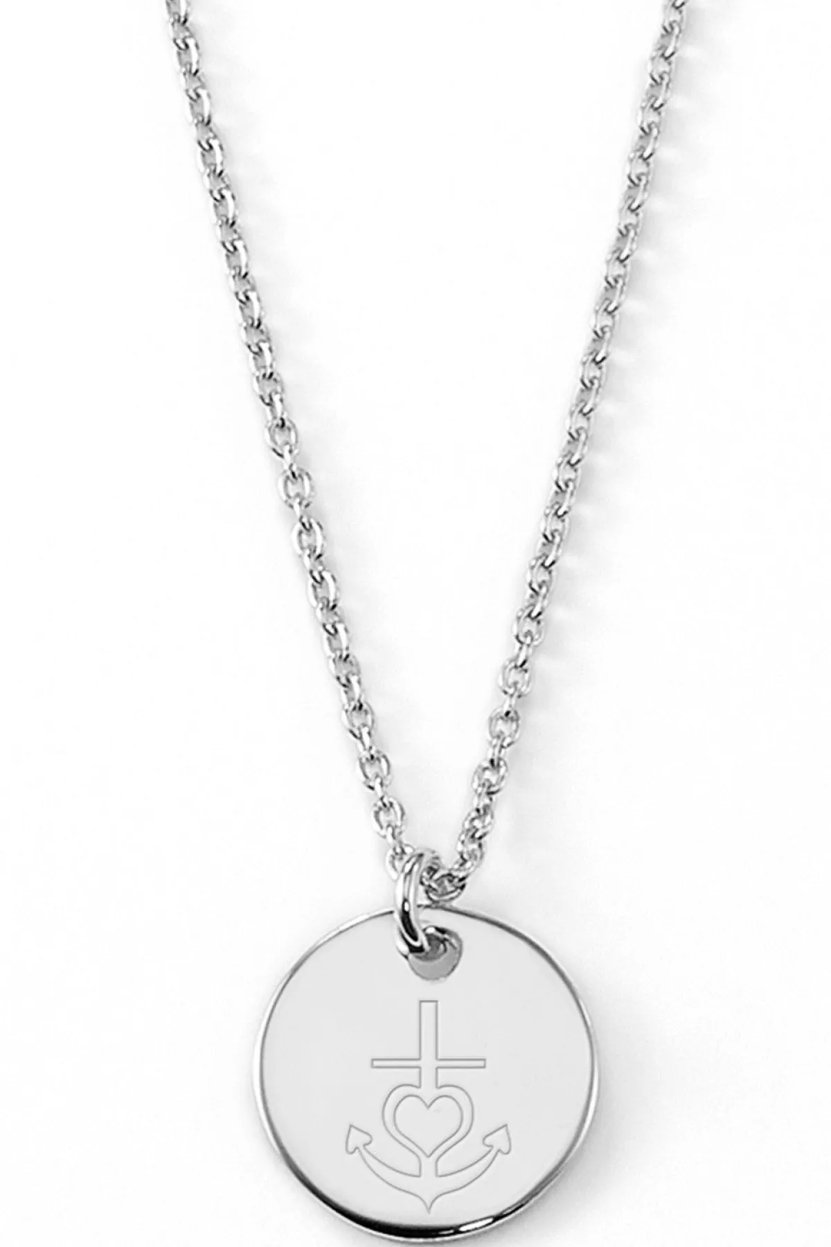 Schmuckladen Gravierbare Halskette "Glaube, Liebe, Hoffnung" mit rundem Anhänger^ Konfirmation|Schmuck