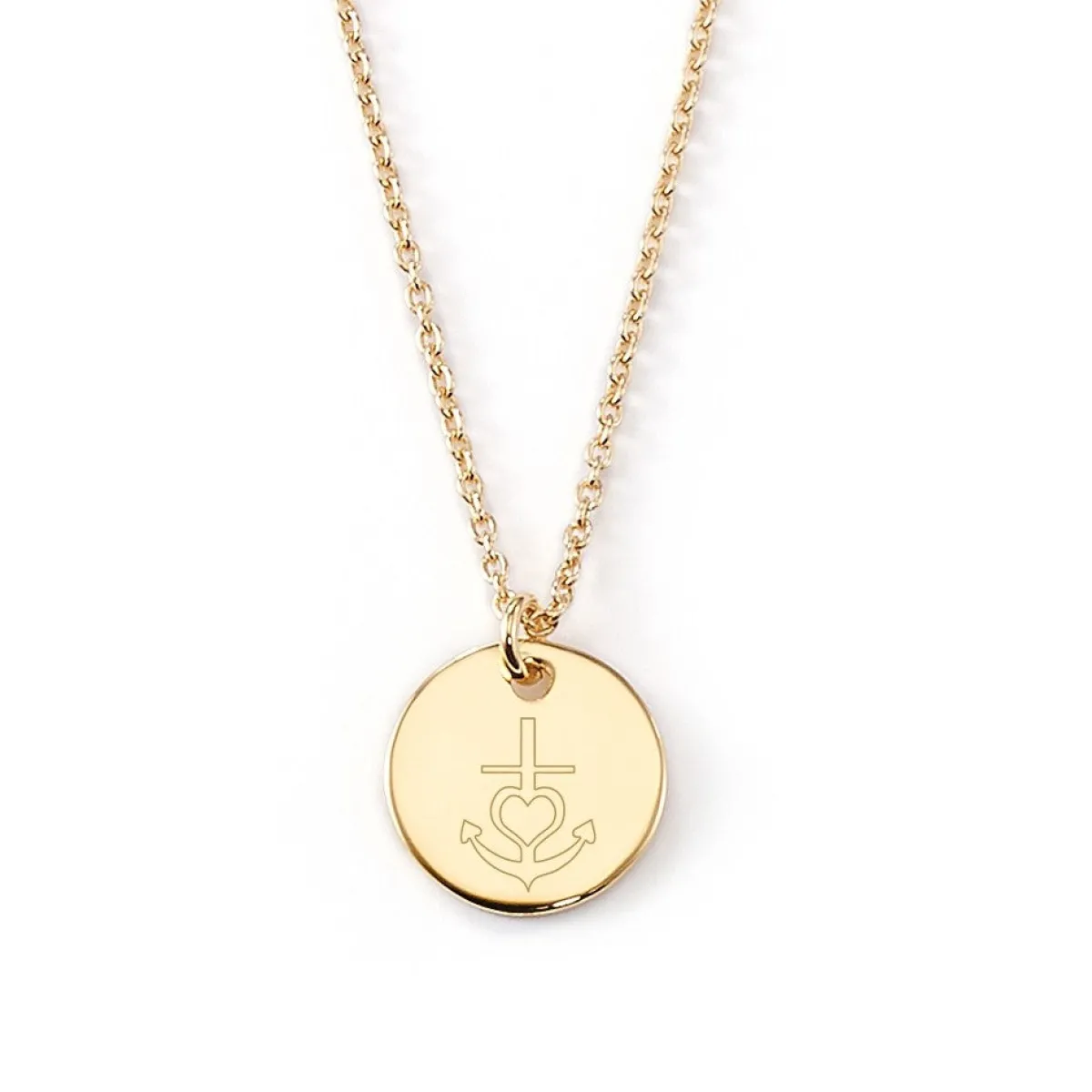 Schmuckladen Gravierbare Halskette "Glaube, Liebe, Hoffnung" mit rundem Anhänger^ Konfirmation|Schmuck