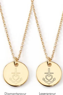 Schmuckladen Gravierbare Halskette "Glaube, Liebe, Hoffnung" mit rundem Anhänger^ Konfirmation|Schmuck