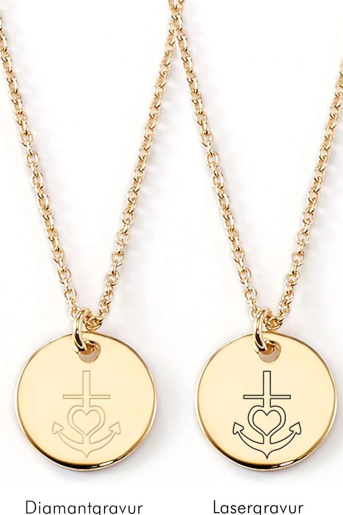 Schmuckladen Gravierbare Halskette "Glaube, Liebe, Hoffnung" mit rundem Anhänger^ Konfirmation|Schmuck