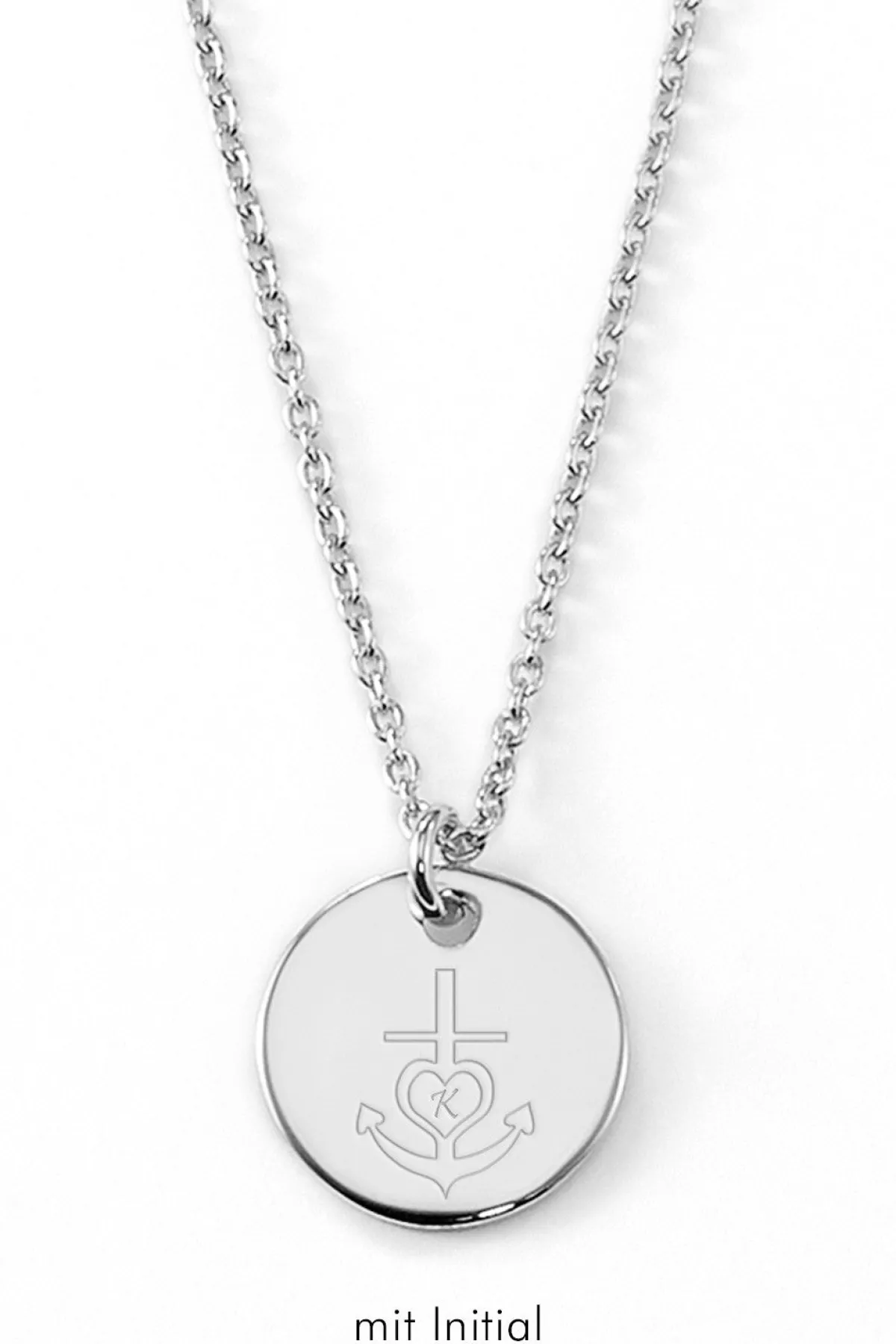 Schmuckladen Gravierbare Halskette "Glaube, Liebe, Hoffnung" mit rundem Anhänger^ Konfirmation|Schmuck