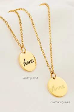 Schmuckladen Gravierbare Halskette "Your Choice" mit rundem Anhänger | Echtgold 585^ Weihnachten|Schmuck