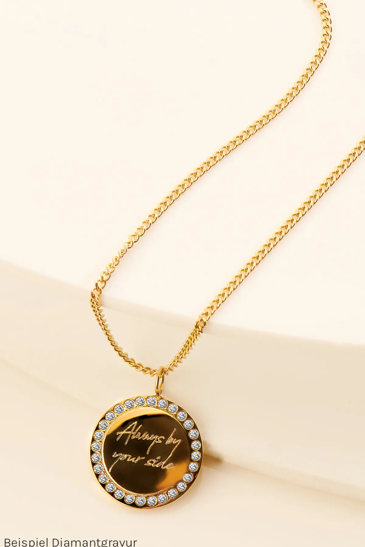 Schmuckladen Gravierbare Halskette Vision mit rundem Anhänger und Zirkonia^ Weihnachten|Schmuck