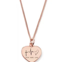 Schmuckladen Gravierbare Herzkette "Faith. Hope. Love"^ Muttertag|Edelstahl Halsketten