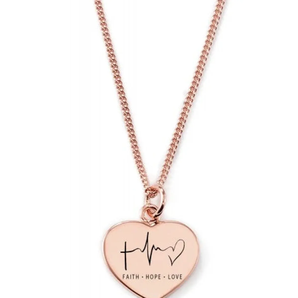 Schmuckladen Gravierbare Herzkette "Faith. Hope. Love"^ Muttertag|Edelstahl Halsketten