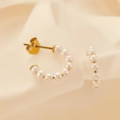 Schmuckladen Halbcreole mit Perlen Pure Pearls^ Edelstahl Ohrringe|Perlenohrringe