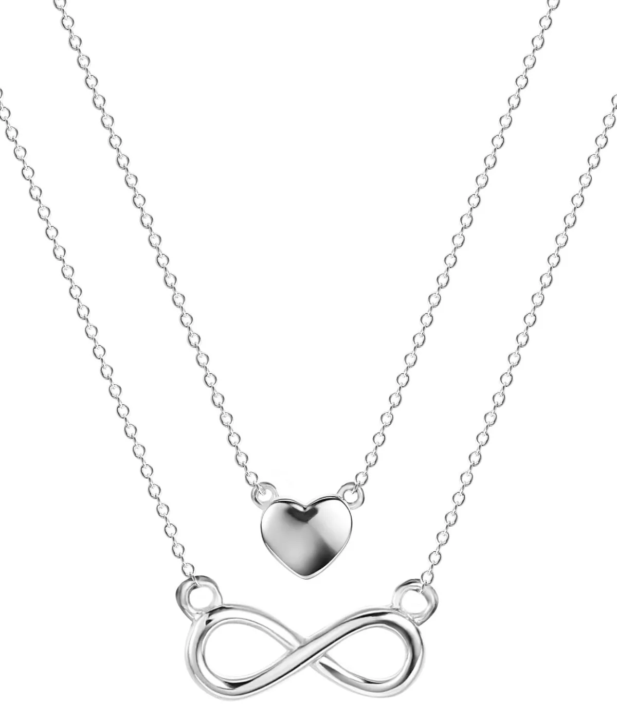 Schmuckladen Halskette Double Chain Infinity-Love - 925 Sterlingsilber^ Valentinstag|Herzketten