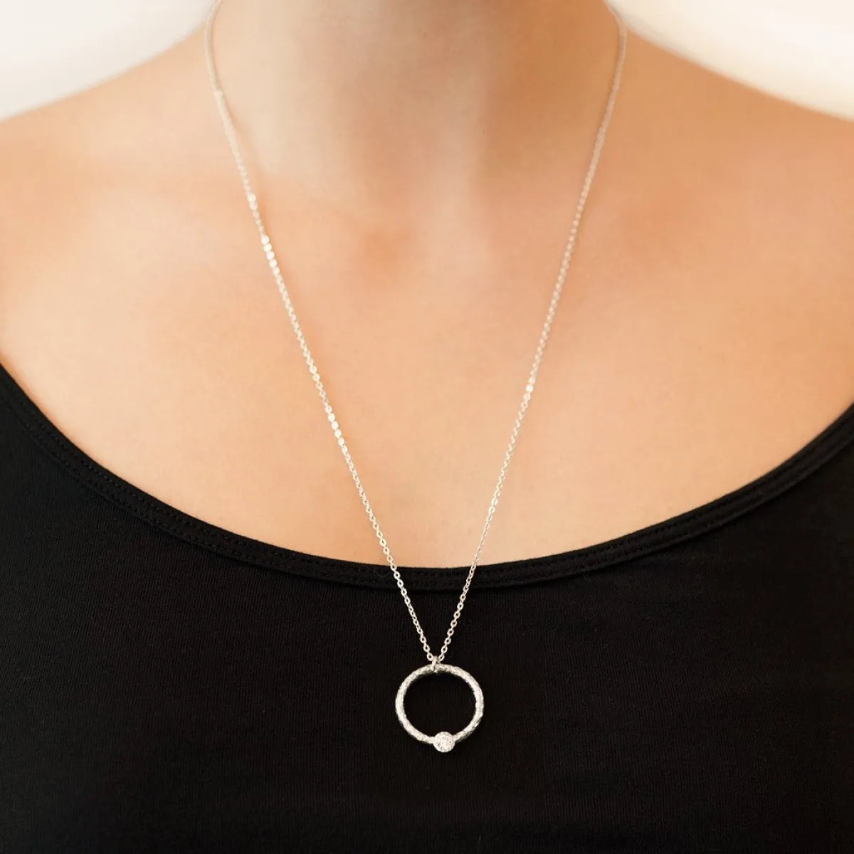 Schmuckladen Halskette Kreis mit Zirkonia^ Schmuck