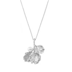 Schmuckladen Halskette Leaf and Pearl - 925 Sterlingsilber^ Perlenketten|Schmuck