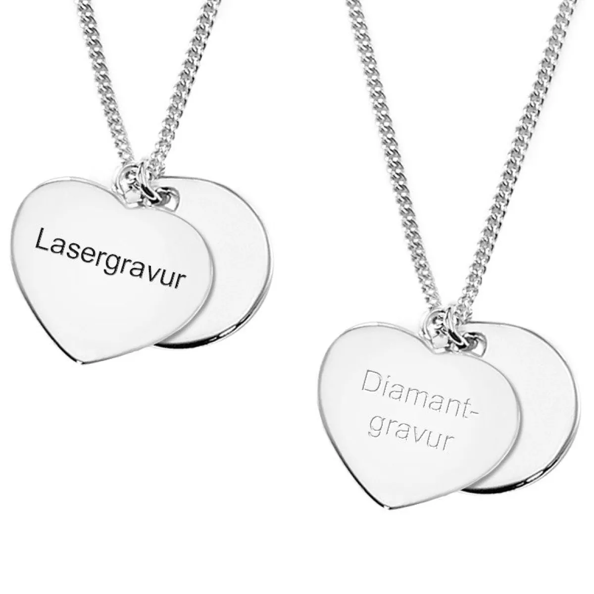 Schmuckladen Halskette " Herz & Platte" gravierbar - 925 Sterlingsilber^ Ketten Mit Gravur|Ketten Mit Gravur