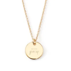 Schmuckladen Halskette "Never give up" mit Rückseitengravur | 925 Sterlingsilber^ Schmuck