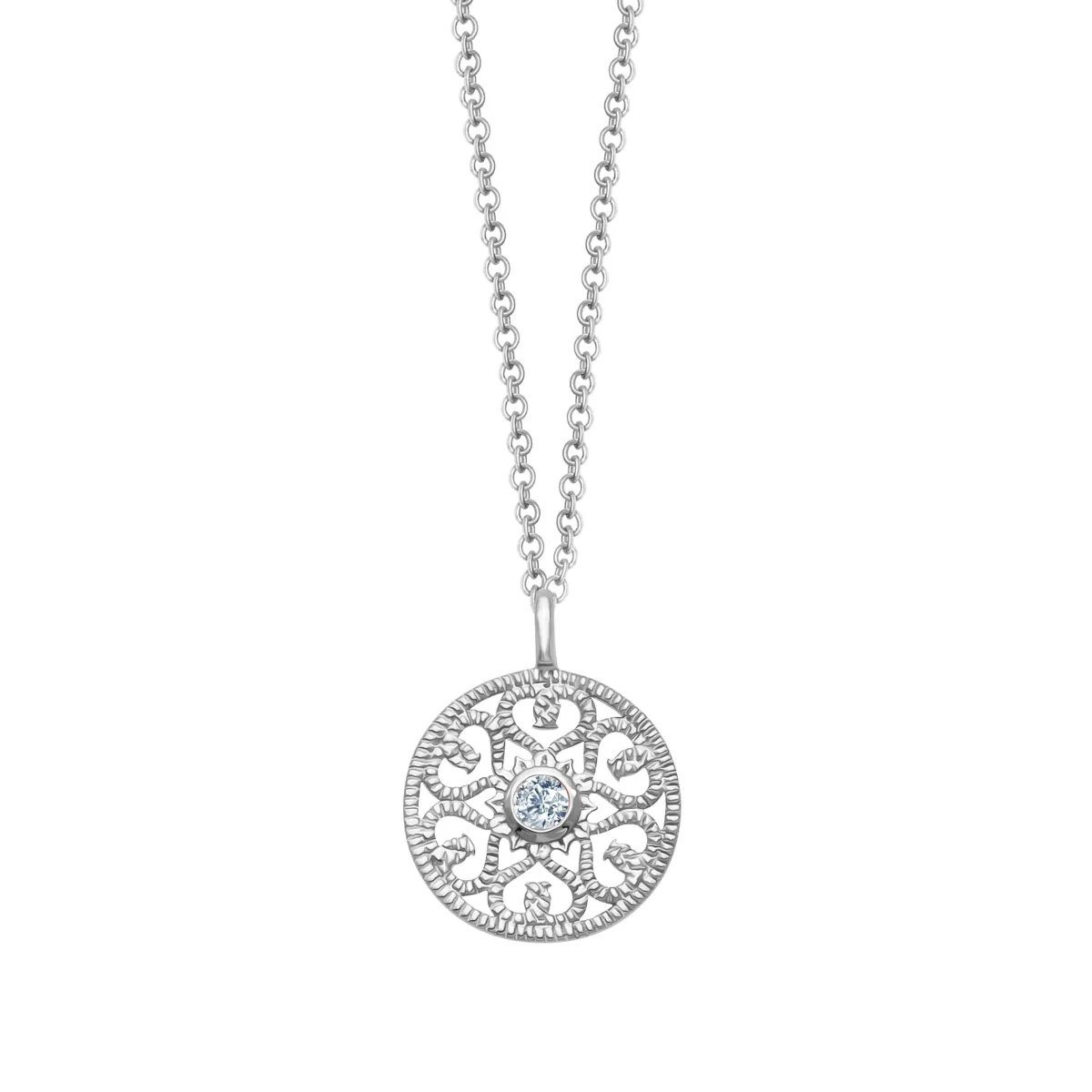 Schmuckladen Halskette "Ornament mit Zirkonia" - 925 Sterlingsilber^ Valentinstag|Schmuck
