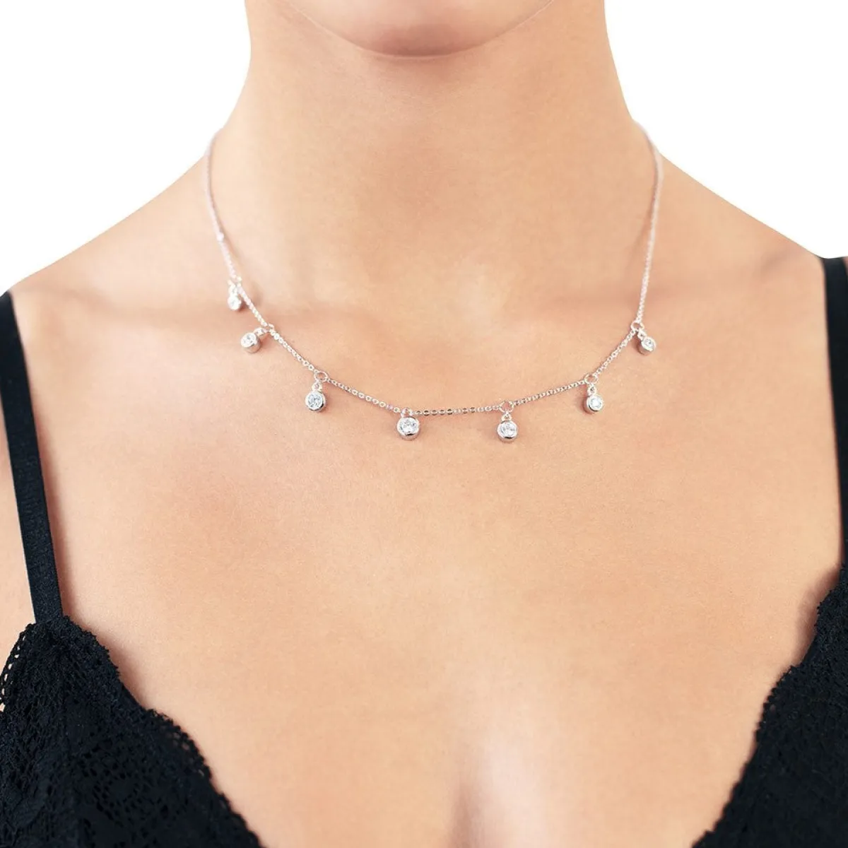 Schmuckladen Halskette Seven Zirkonia - 925 Sterlingsilber^ Schmuck