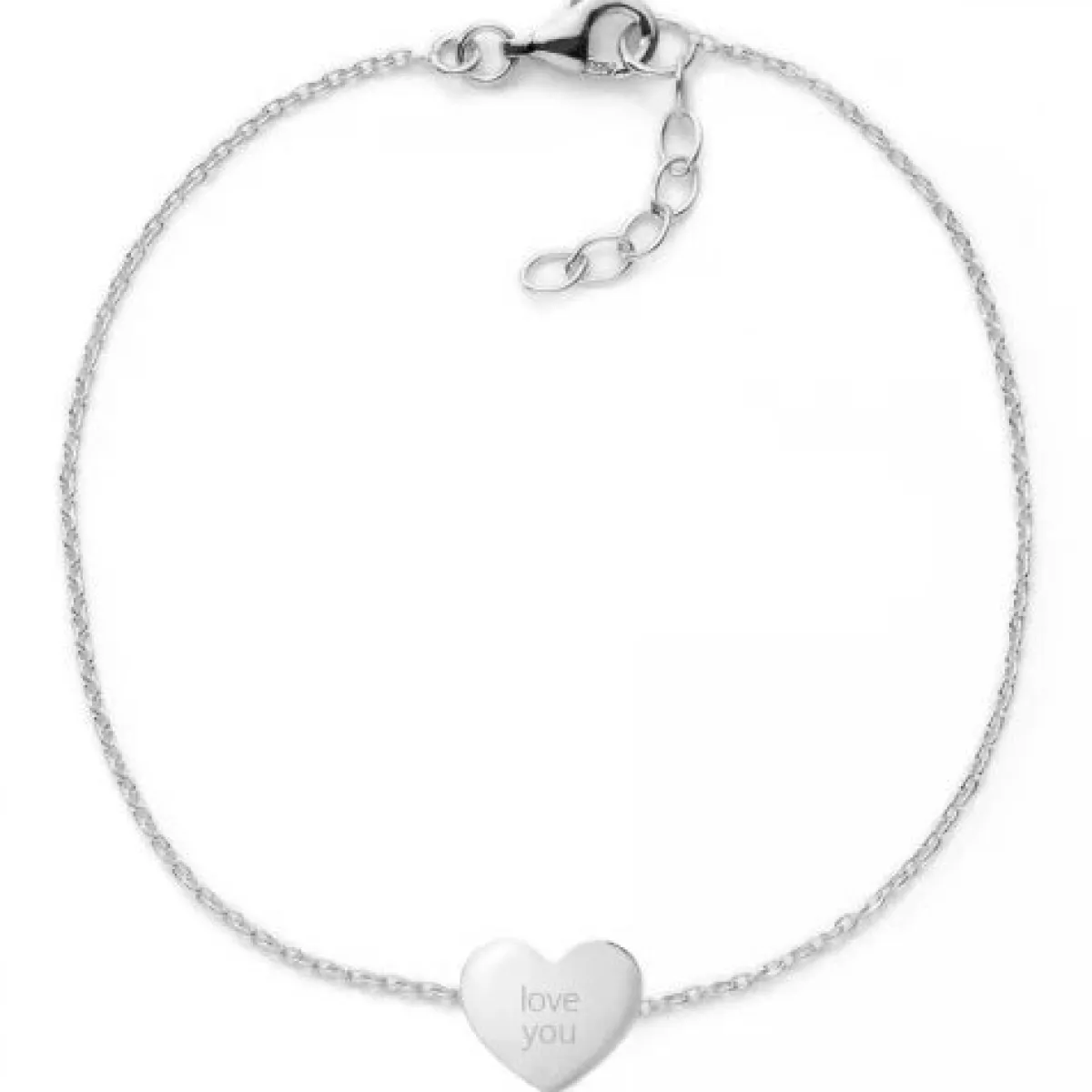 Schmuckladen Herzarmband mit Gravur "Love You" | 925 Sterlingsilber^ Valentinstag|Herzarmbänder