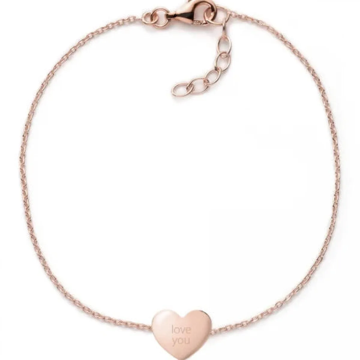 Schmuckladen Herzarmband mit Gravur "Love You" | 925 Sterlingsilber^ Valentinstag|Herzarmbänder