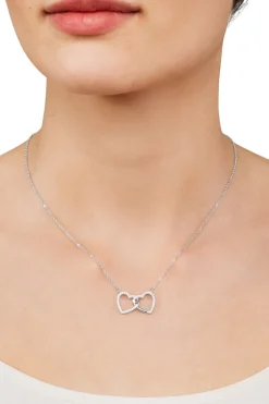 Schmuckladen Herzkette mit Zirkonia-Doppelherz -^ Muttertag|Valentinstag
