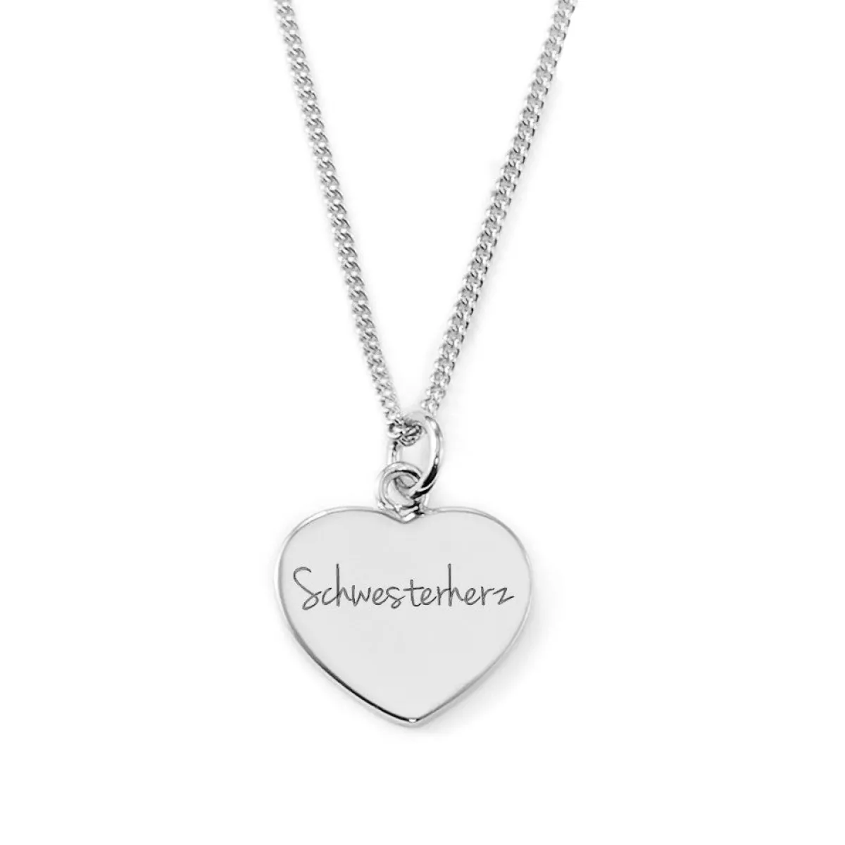 Schmuckladen Herzkette "Schwesterherz" mit Rückseitengravur | 925 Sterlingsilber^ Herzketten|Spruchketten