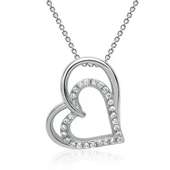 Schmuckladen Kette und Herzanhänger aus Sterling Silber mit Zirkonia^ Valentinstag|Herzketten