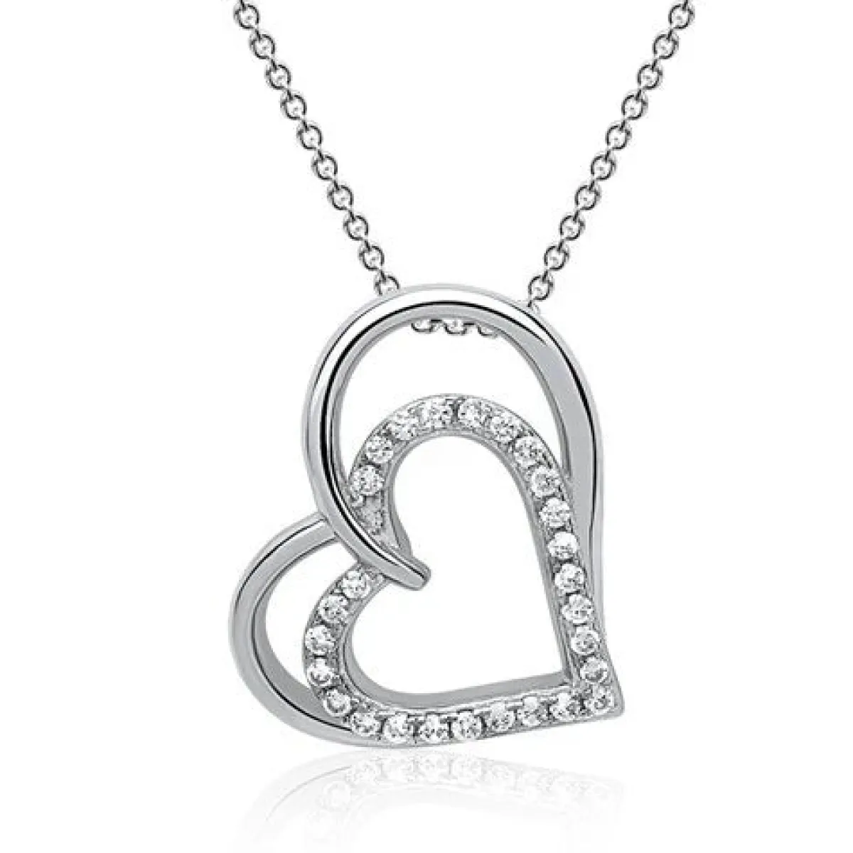 Schmuckladen Kette und Herzanhänger aus Sterling Silber mit Zirkonia^ Valentinstag|Herzketten