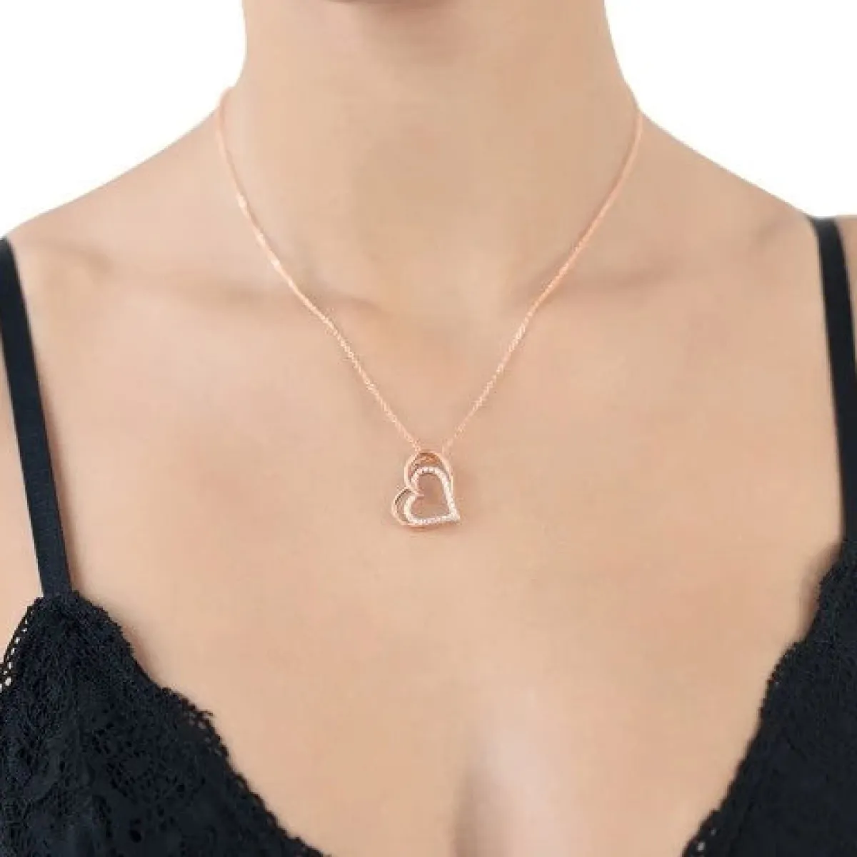 Schmuckladen Kette und Herzanhänger aus Sterling Silber mit Zirkonia^ Valentinstag|Herzketten