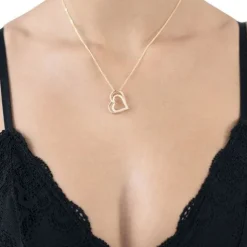 Schmuckladen Kette und Herzanhänger aus Sterling Silber mit Zirkonia^ Valentinstag|Herzketten