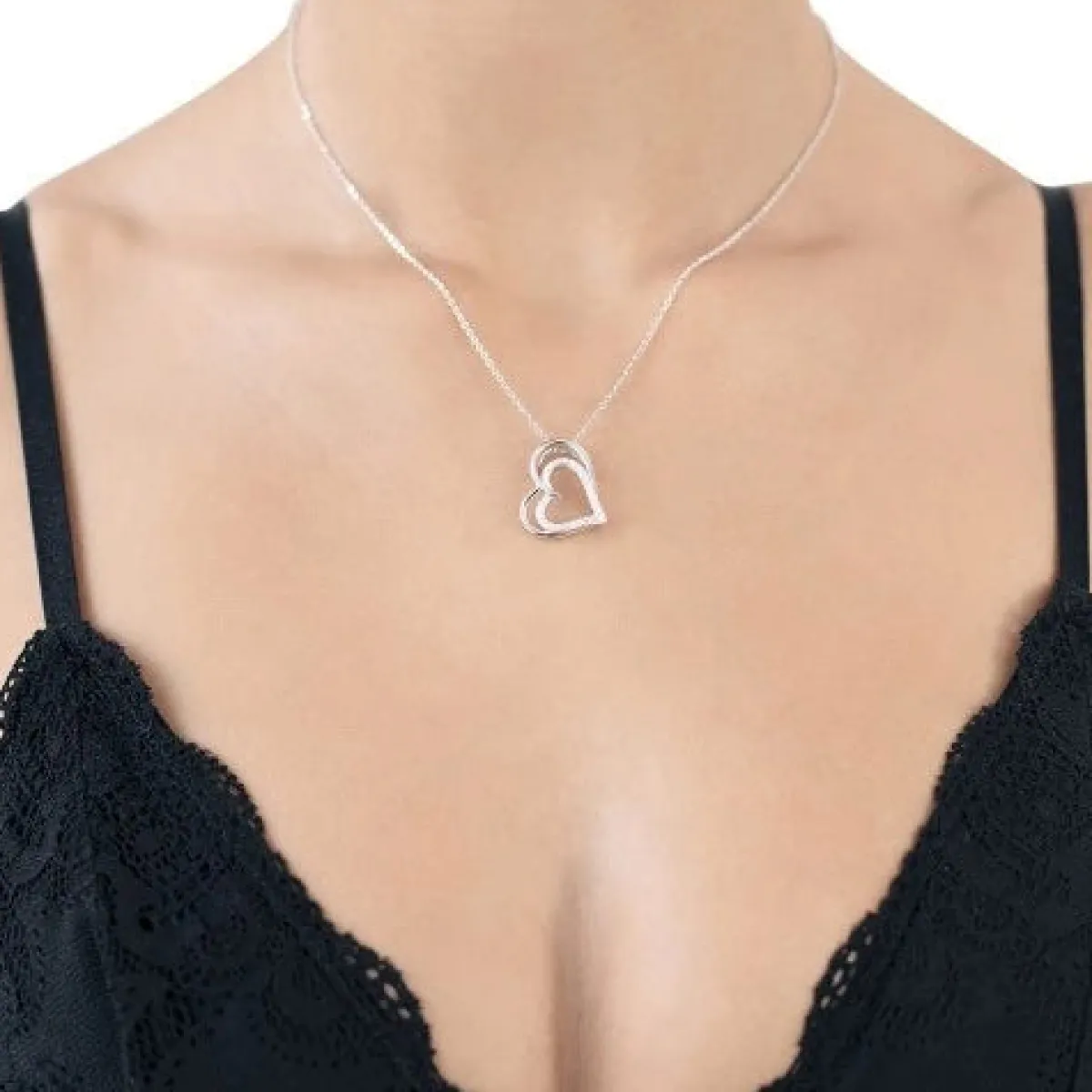 Schmuckladen Kette und Herzanhänger aus Sterling Silber mit Zirkonia^ Valentinstag|Herzketten