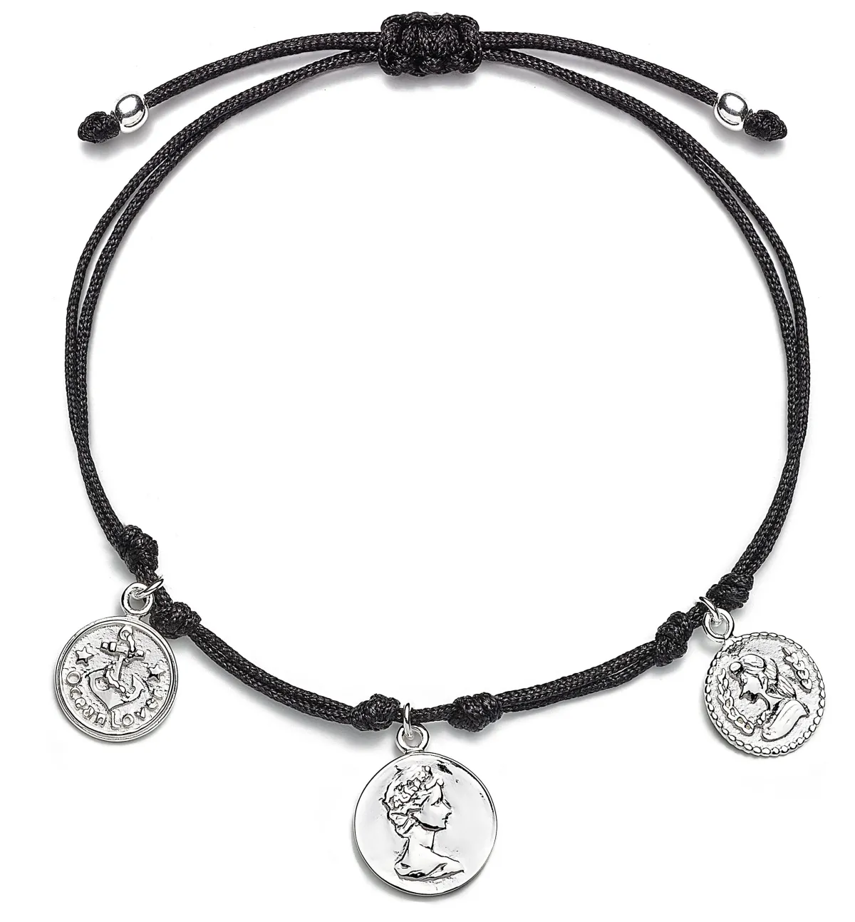 Schmuckladen Münzarmband Antique Charm - 925er Sterlingsilber^ Stoffarmbänder|Schmuck