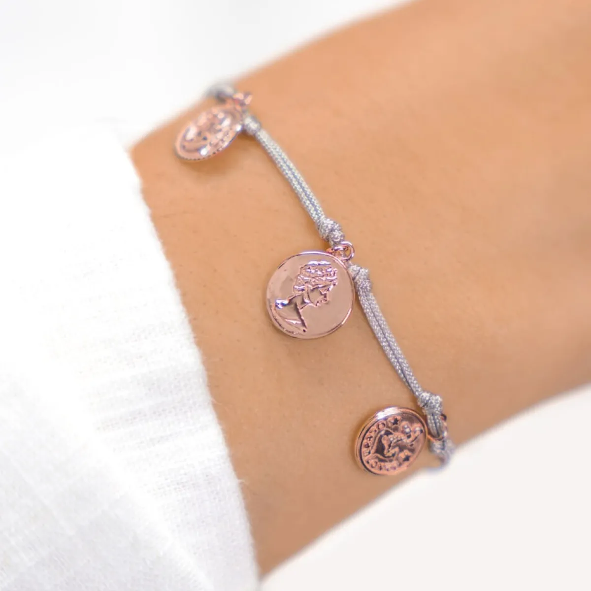 Schmuckladen Münzarmband Antique Charm - 925er Sterlingsilber^ Stoffarmbänder|Schmuck