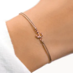 Schmuckladen Muttertagsgeschenk - Stoffarmband Anker - 925 Sterlingsilber^ Muttertag|Schmuck