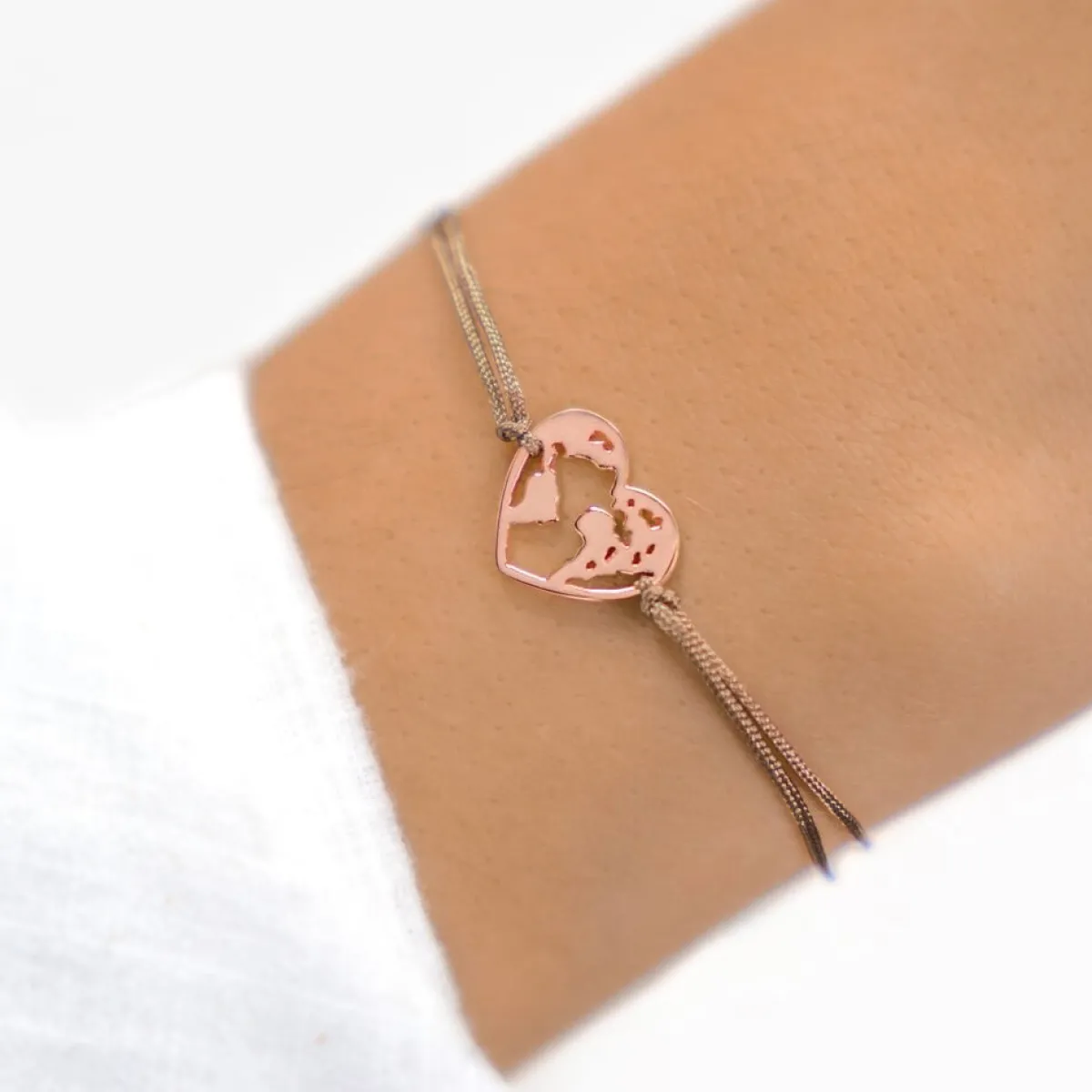 Schmuckladen Muttertagsgeschenk - Stoffarmband Weltenherz - 925 Sterlingsilber^ Muttertag|Schmuck