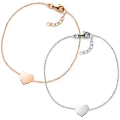 Schmuckladen Muttertagsgeschenk-Set - Herz-Armbänder - individuell gravierbar - 925^ Personalisierter Schmuck Für Mamas|Schmuck