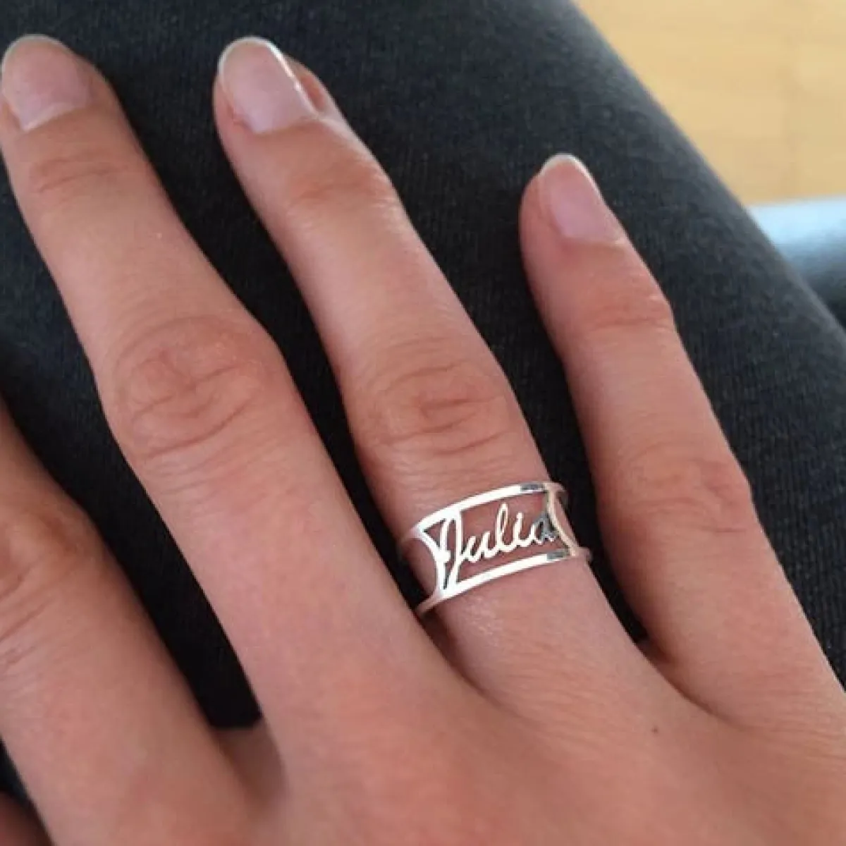 Schmuckladen Namensring Silber vergoldet individueller Text^ Schmuck